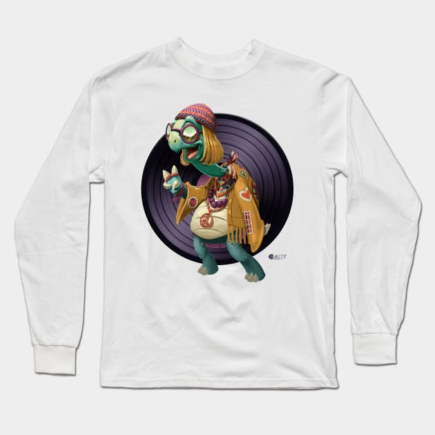 Hippie Turtle Long Sleeve T-Shirt by cseguritanart